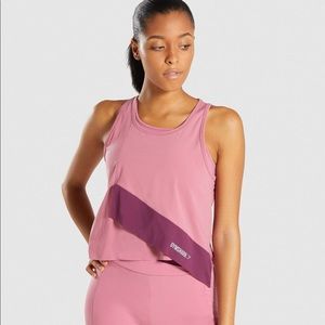 NWT GYMSHARK ASYMMETRICAL VEST - dusty pink/dark ruby